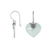 AE-6235-MOP Sterling Silver Heart Shape Earring With Mother Of Pearl Jewelry Bali Designs Inc
